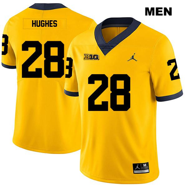 Men's NCAA Michigan Wolverines Danny Hughes #28 Yellow Jordan Brand Authentic Stitched Legend Football College Jersey CF25Z44ZD